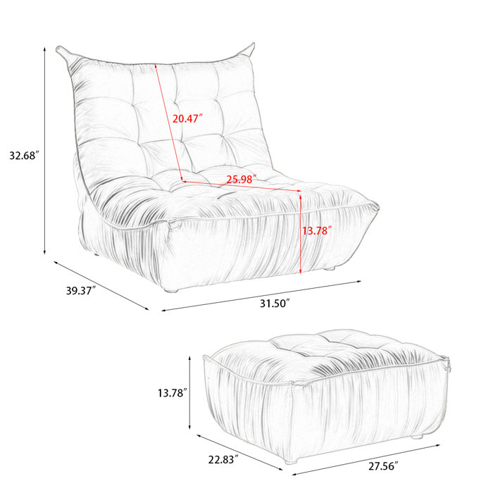 Isabelle & Max™ Rossmore Velvet Bean Bag Chair & Lounger Wayfair